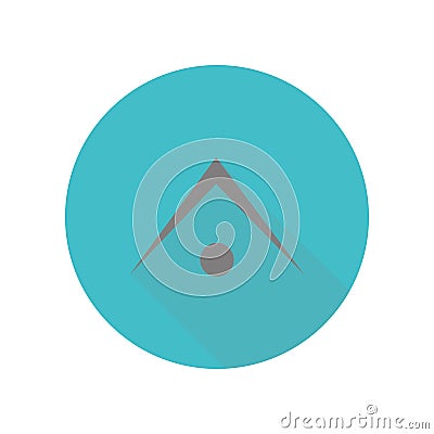 Angle point marcato sign long shadow icon. Simple glyph, flat vector of web icons for ui and ux, website or mobile application Stock Photo