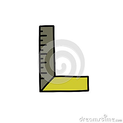 Angle ruler doodle icon, vector color illustration Cartoon Illustration