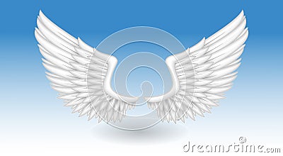 Realistic fantasy white angle wings. eps vector. Stock Photo