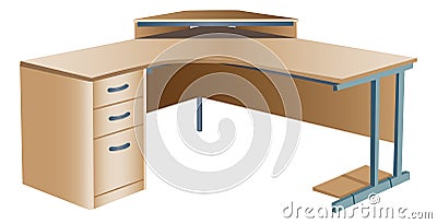 Angled corner office desk Vector Illustration