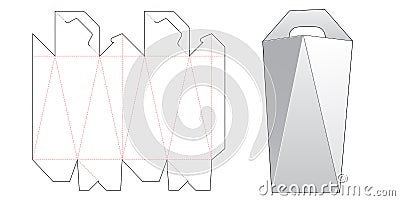 Angled side box with handle die cut template design Vector Illustration