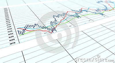 Angled spreadsheet graph Stock Photo