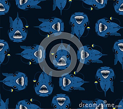 Angler background. Deep sea fish pattern seamless. vector texture Vector Illustration