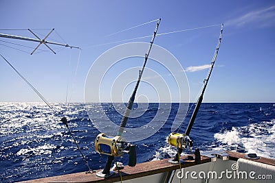 Angler boat big game fishing in saltwater Stock Photo