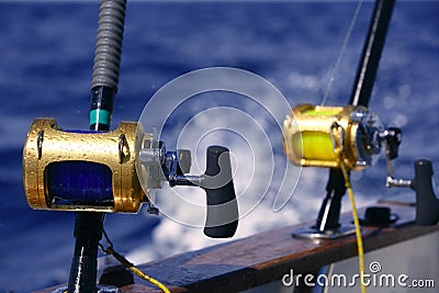 Angler boat big game fishing in saltwater Stock Photo