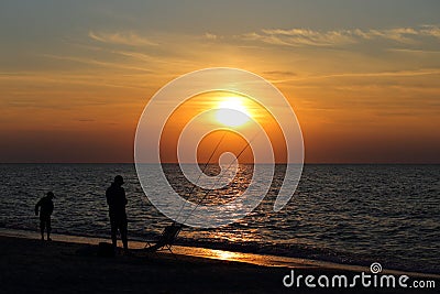 Angler`s silhouette Stock Photo