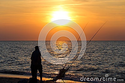Angler`s silhouette Stock Photo