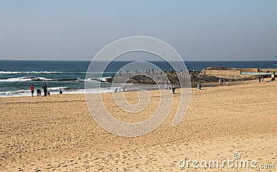 Anglers Fishing off Outcrop of Rocks at South Coast, Durban Editorial Stock Photo