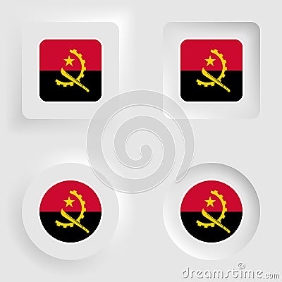 Angola neumorphic graphic and label set Vector Illustration