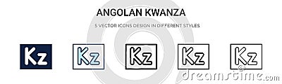 Angolan kwanza icon in filled, thin line, outline and stroke style. Vector illustration of two colored and black angolan kwanza Vector Illustration