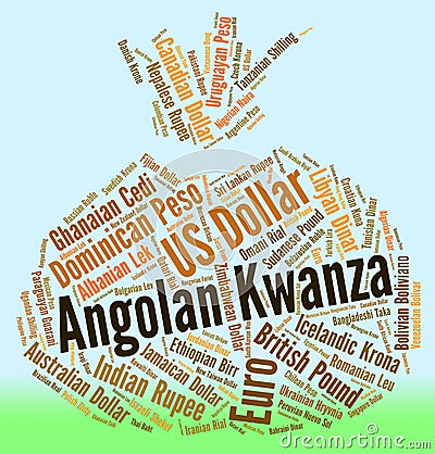 Angolan Kwanza Shows Forex Trading And Coin Stock Photo