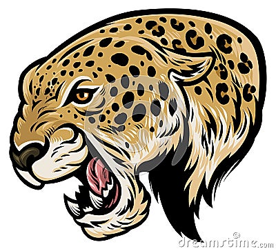 Angry aggressive leopard Vector Illustration