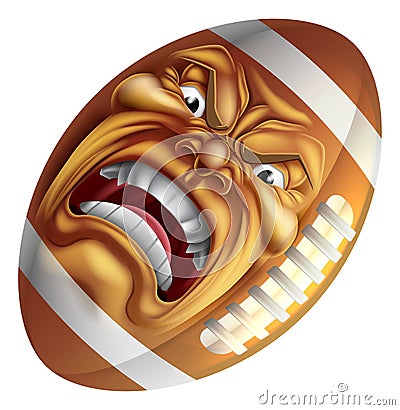 Angry American Football Ball Sports Cartoon Mascot Vector Illustration