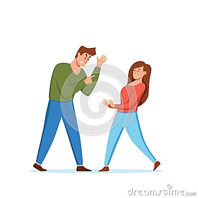 Angry, arguing couple of people shouting vector illustration. Vector Illustration