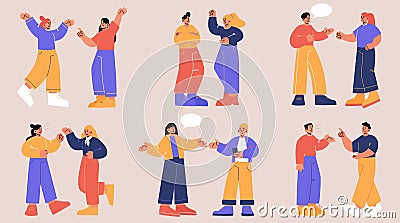 Angry arguing people with speech bubbles Cartoon Illustration