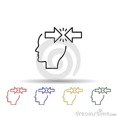 Angry, arrows, head multi color style icon. Simple thin line, outline vector of creative thinking icons for ui and ux, website or Stock Photo
