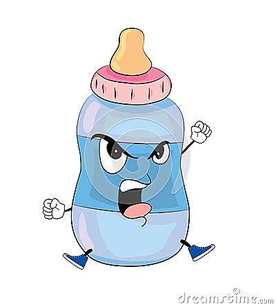Angry baby bottle cartoon Cartoon Illustration