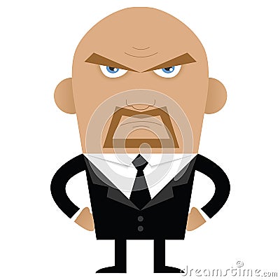 Angry bald man in full suit Stock Photo