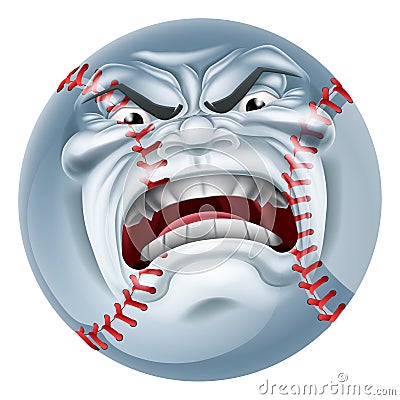 Angry Baseball Ball Sports Cartoon Mascot Vector Illustration