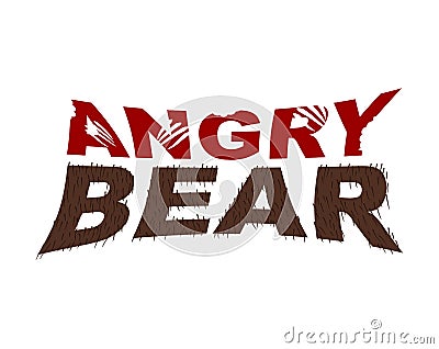 Angry Bear emblem. Bite letters. fur typography Vector Illustration