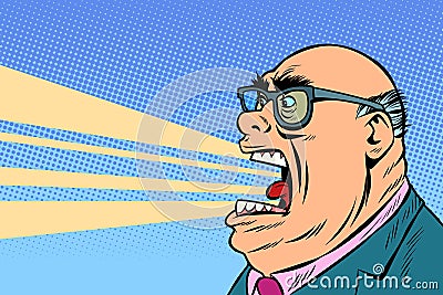 Angry boss yells Vector Illustration