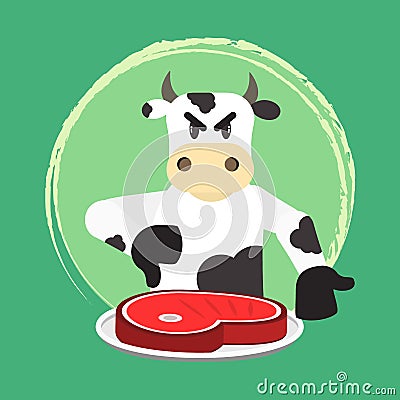 Angry bovine and no beef Vector Illustration