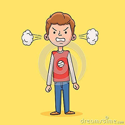 Angry boy in cartoon style Vector Illustration