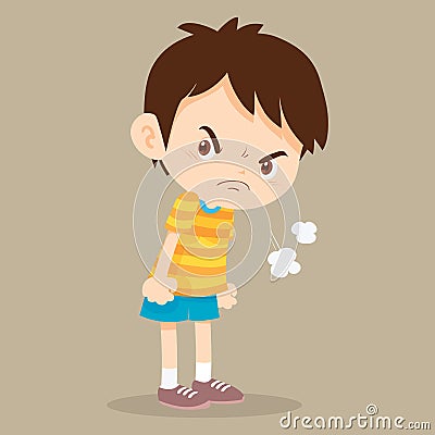 Angry boy disgruntled look on face Vector Illustration