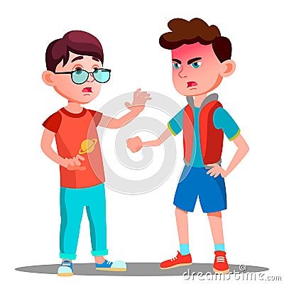 Angry Boy Screaming At Friend Vector. Isolated Illustration Vector Illustration