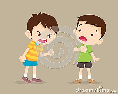 Angry boy shouting at friend Vector Illustration