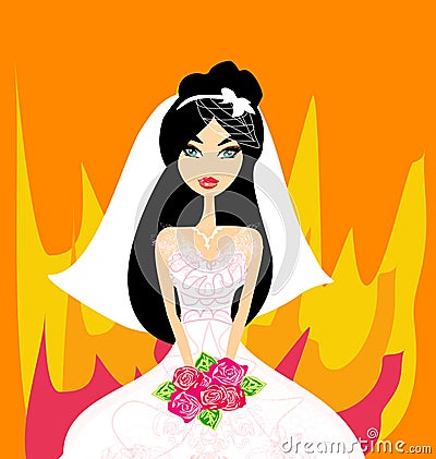 Angry bride Vector Illustration