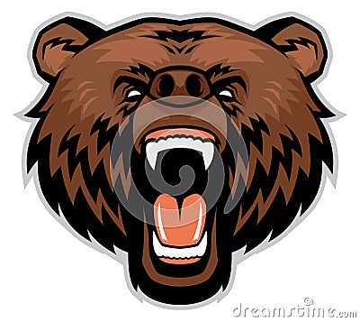 Angry brown bear head Vector Illustration