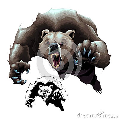 Angry brown bear Vector Illustration