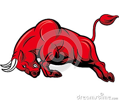 Angry bull character on white background Vector Illustration