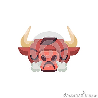 Angry bull emoji flat icon Vector Illustration
