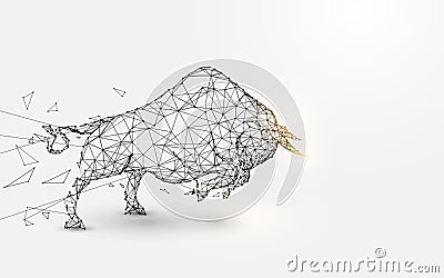 Angry Bull. lines, triangles and particle style design Vector Illustration