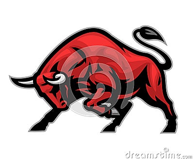 Angry bull mascot ready yo attack Vector Illustration