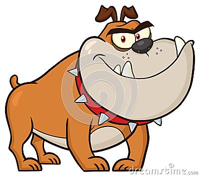Angry Bulldog Dog Cartoon Mascot Character Brown Color Vector Illustration
