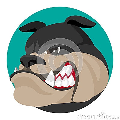 Angry bulldog face profile view vector realistic illustration. Vector Illustration