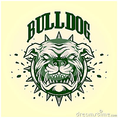 Angry bulldog wild animal head logo illustration Vector Illustration