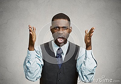 Angry business man screaming Stock Photo