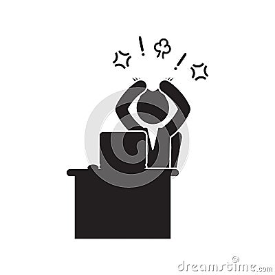 Angry businessman pulling hair icon. Vector. Vector Illustration