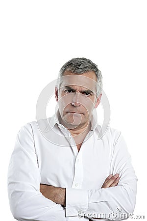 Angry businessman senior gray hair serious man Stock Photo