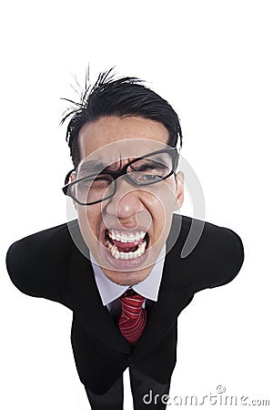 Angry businessman shouting Stock Photo