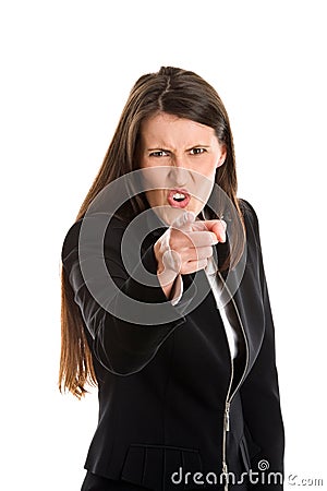 Angry businesswoman pointing Stock Photo