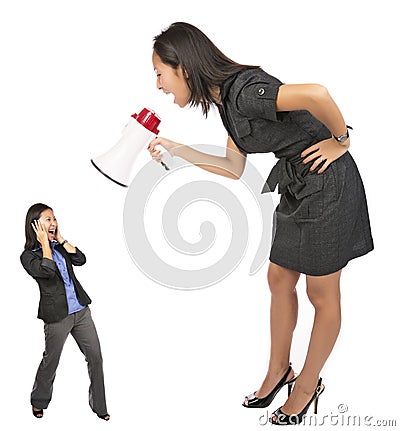 Angry businesswoman yelling Stock Photo