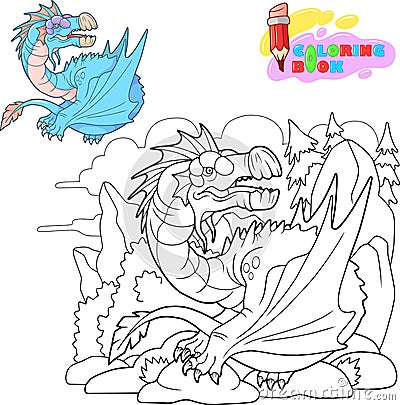 Angry carnivore dragon, funny illustration, design Vector Illustration