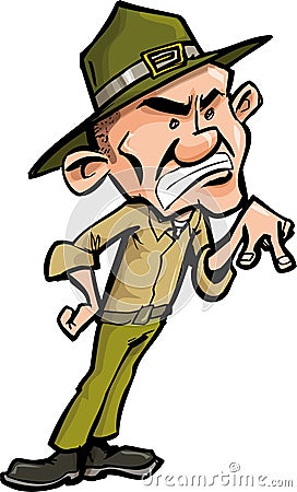 Angry cartoon drill sergeant Vector Illustration