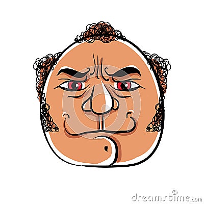 Angry cartoon face, vector illustration. Vector Illustration
