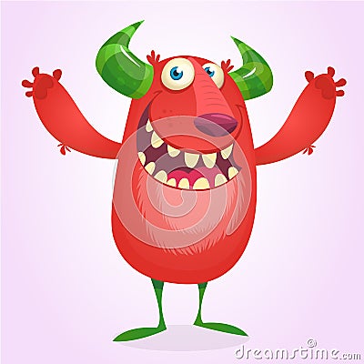 Angry cartoon furry monster. Vector Illustration